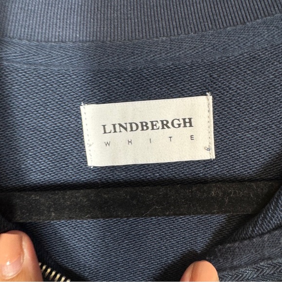 Lindbergh Men's Navy Blue Half Zip Sweater Scandinavian Minimalist Pullover - Picture 9 of 16